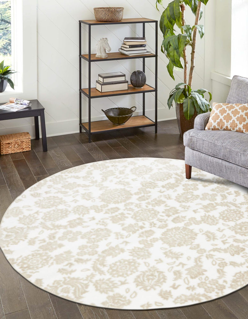 Andes Summit Collection Area Rug -  Chimborazo Round White Brown  lifestyle 23