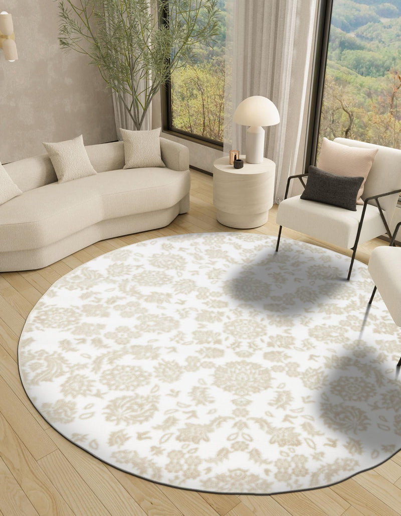 Andes Summit Collection Area Rug -  Chimborazo Round White Brown  lifestyle 58