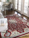 Persian Elegance Collection Area Rug -  Qom Rectangle Burgundy  lifestyle 9