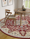 Persian Elegance Collection Area Rug -  Qom Round Burgundy  lifestyle 40