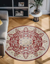 Persian Elegance Collection Area Rug -  Qom Round Burgundy  lifestyle 43