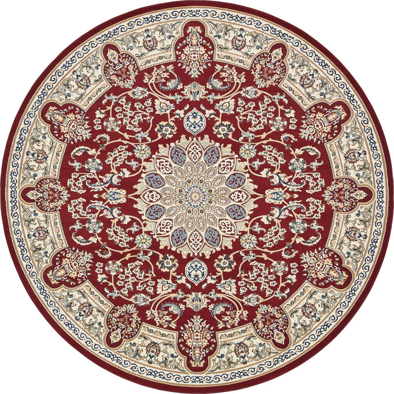 Persian Elegance Collection Area Rug -  Qom Round Burgundy  lifestyle 33