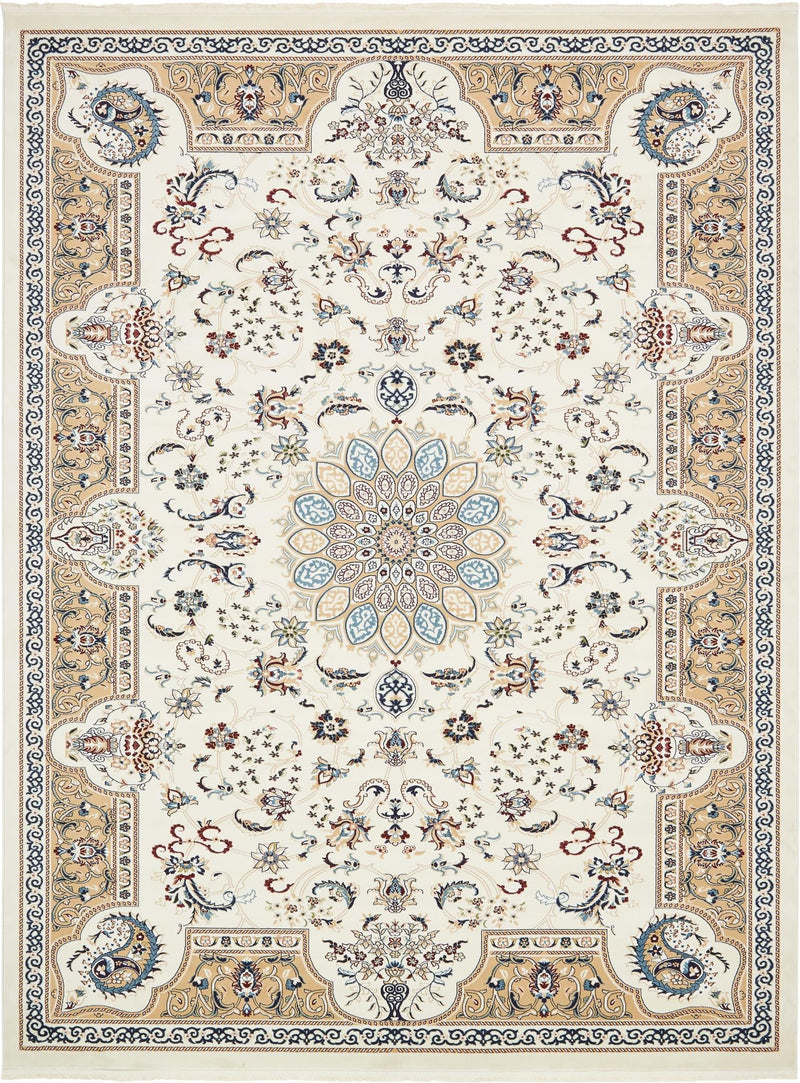 Persian Elegance Collection Area Rug -  Qom Rectangle Ivory Main