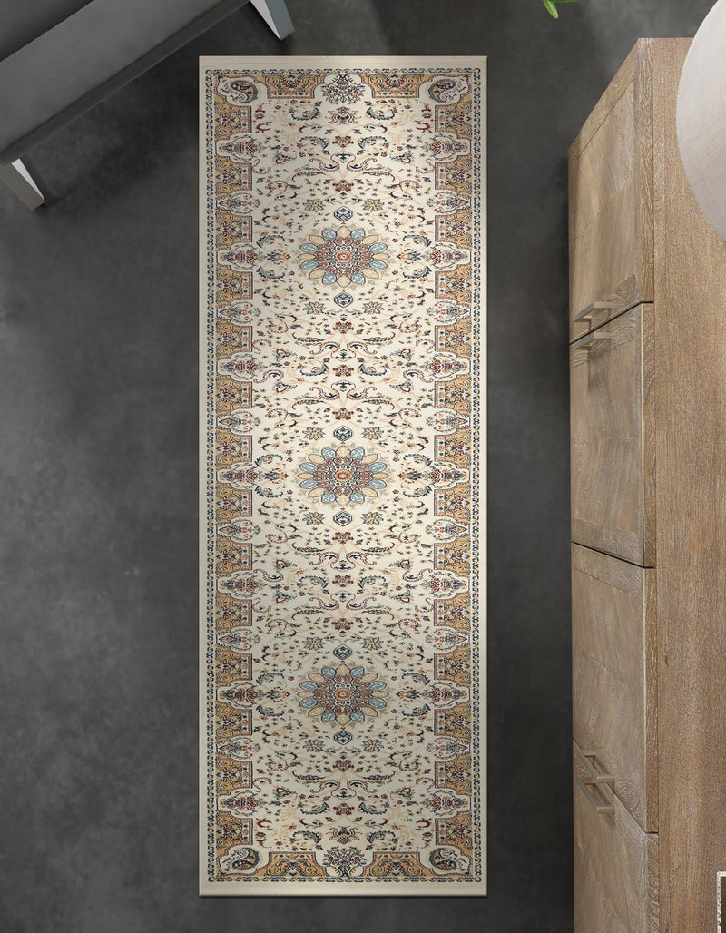 Persian Elegance Collection Area Rug -  Qom Runner Ivory  lifestyle 155