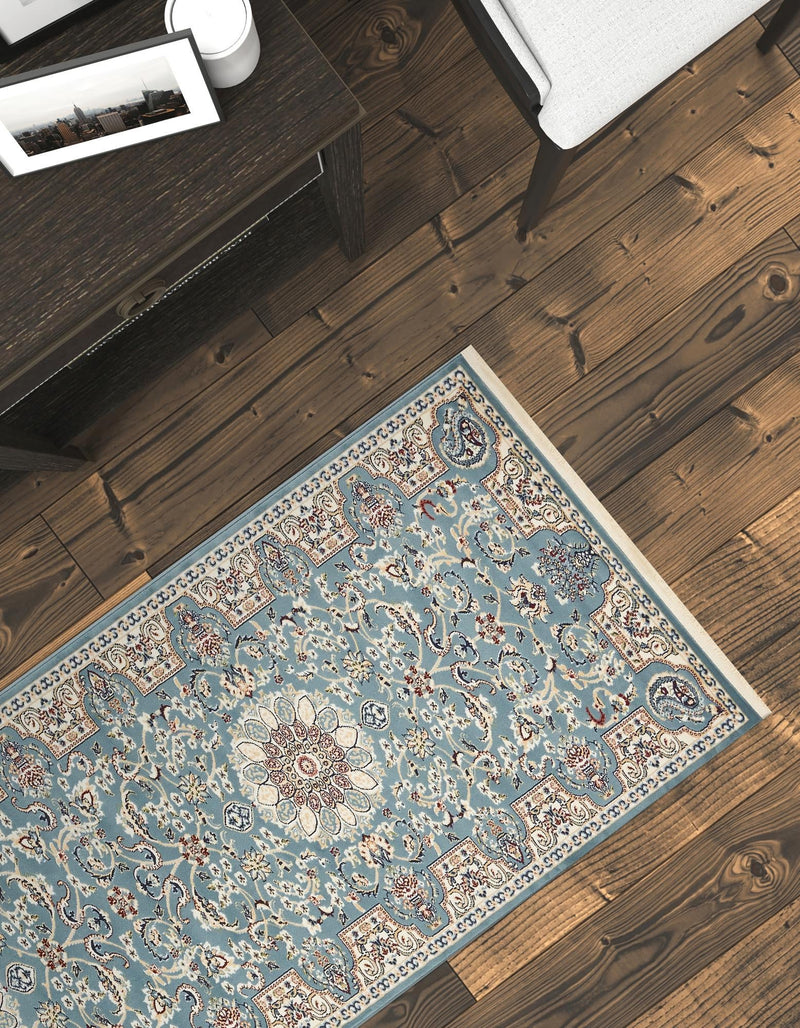 Persian Elegance Collection Area Rug -  Qom Runner Blue  lifestyle 95