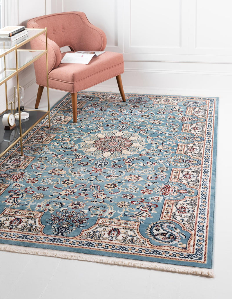 Persian Elegance Collection Area Rug -  Qom Rectangle Blue  lifestyle 7