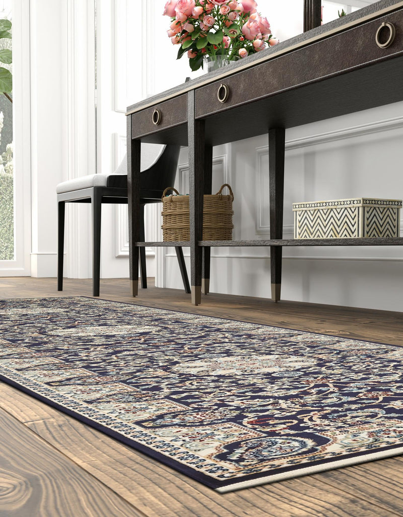 Persian Elegance Collection Area Rug -  Qom Runner Navy Blue  lifestyle 115