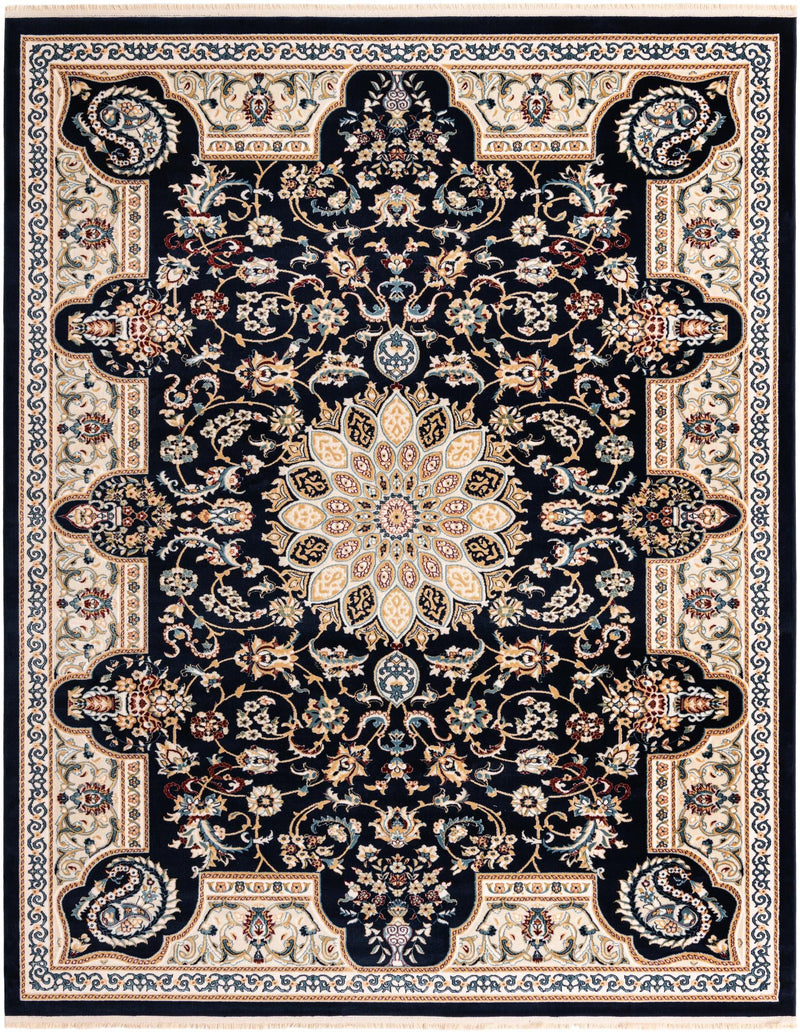 Persian Elegance Collection Area Rug -  Qom Rectangle Navy Blue  lifestyle 3