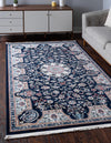 Persian Elegance Collection Area Rug -  Qom Rectangle Navy Blue  lifestyle 6