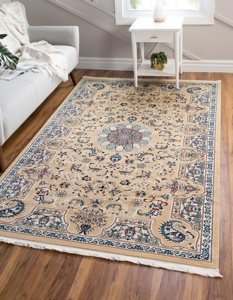 Persian Elegance Collection Area Rug -  Qom Rectangle Beige  lifestyle 10