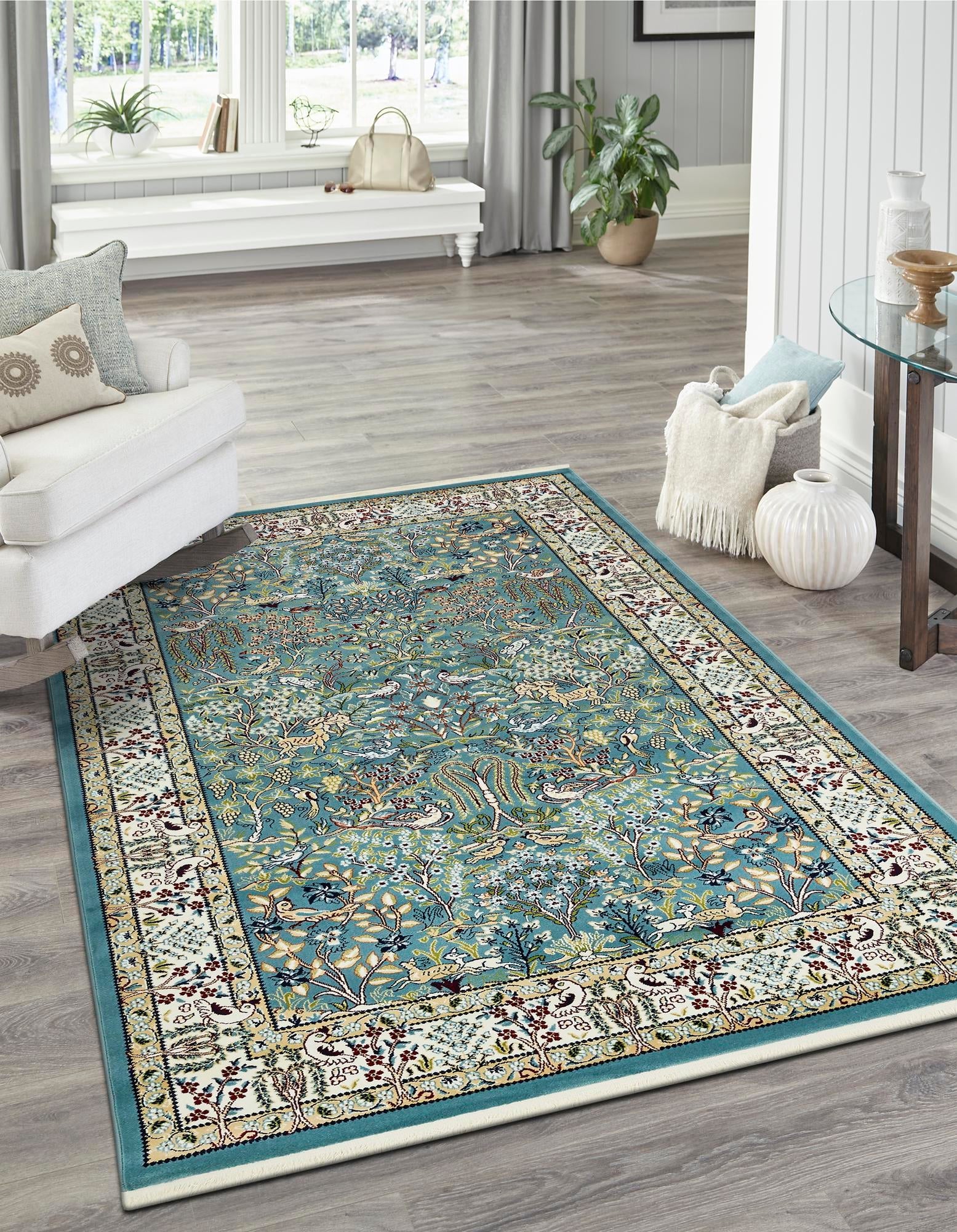 Persian Elegance Collection Area Rug -  Kerman (Blue)