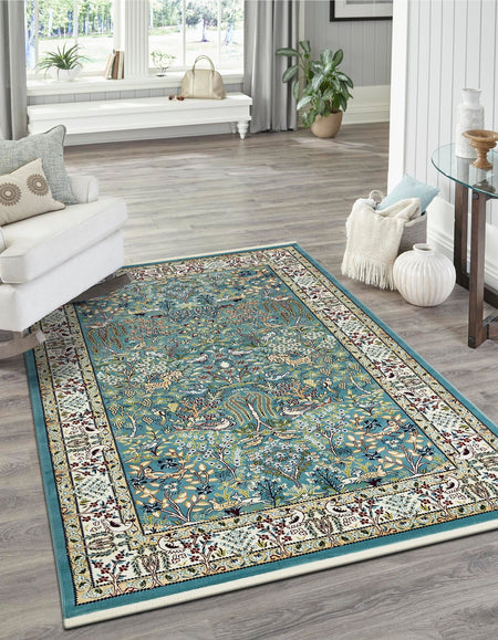 Persian Elegance Collection Area Rug -  Kerman (Blue)