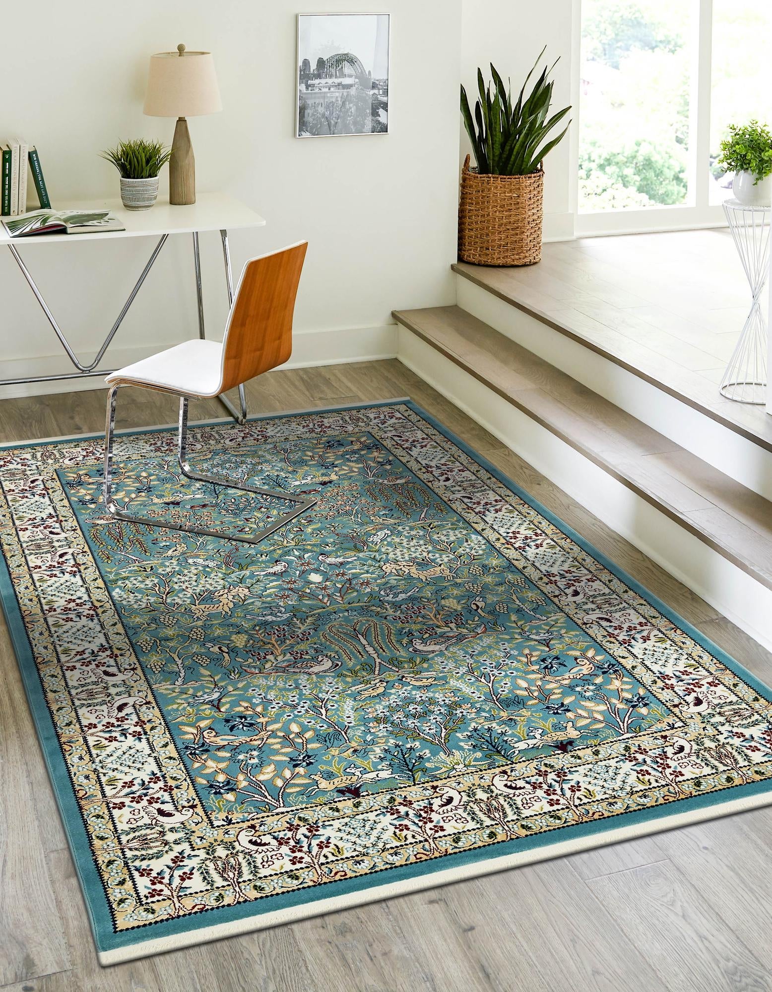 Persian Elegance Collection Area Rug -  Kerman (Blue)