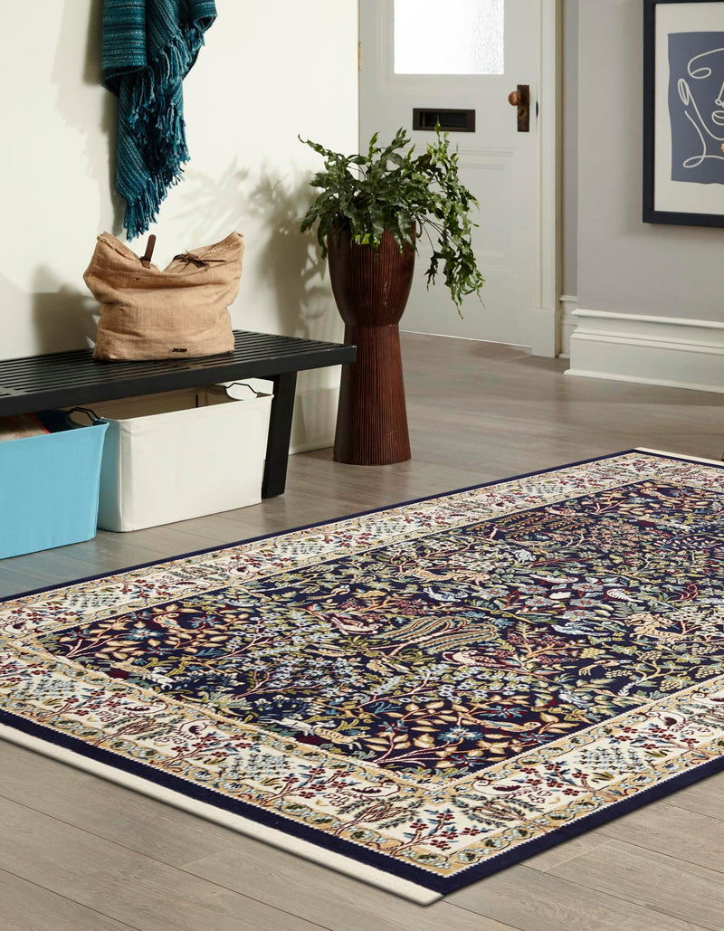 Persian Elegance Collection Area Rug -  Kerman (Navy Blue) Rectangle Navy Blue  lifestyle 7