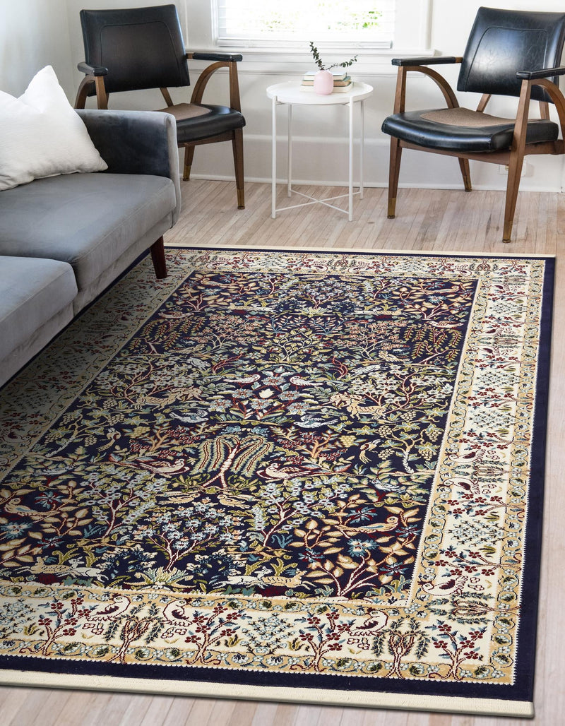 Persian Elegance Collection Area Rug -  Kerman (Navy Blue) Rectangle Navy Blue  lifestyle 9