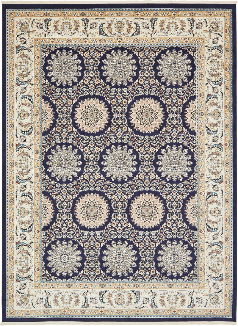 Persian Elegance Collection Area Rug -  Mashhad Rectangle Navy Blue Main