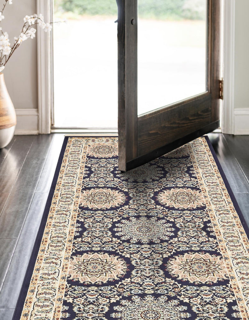 Persian Elegance Collection Area Rug -  Mashhad Runner Navy Blue  lifestyle 31