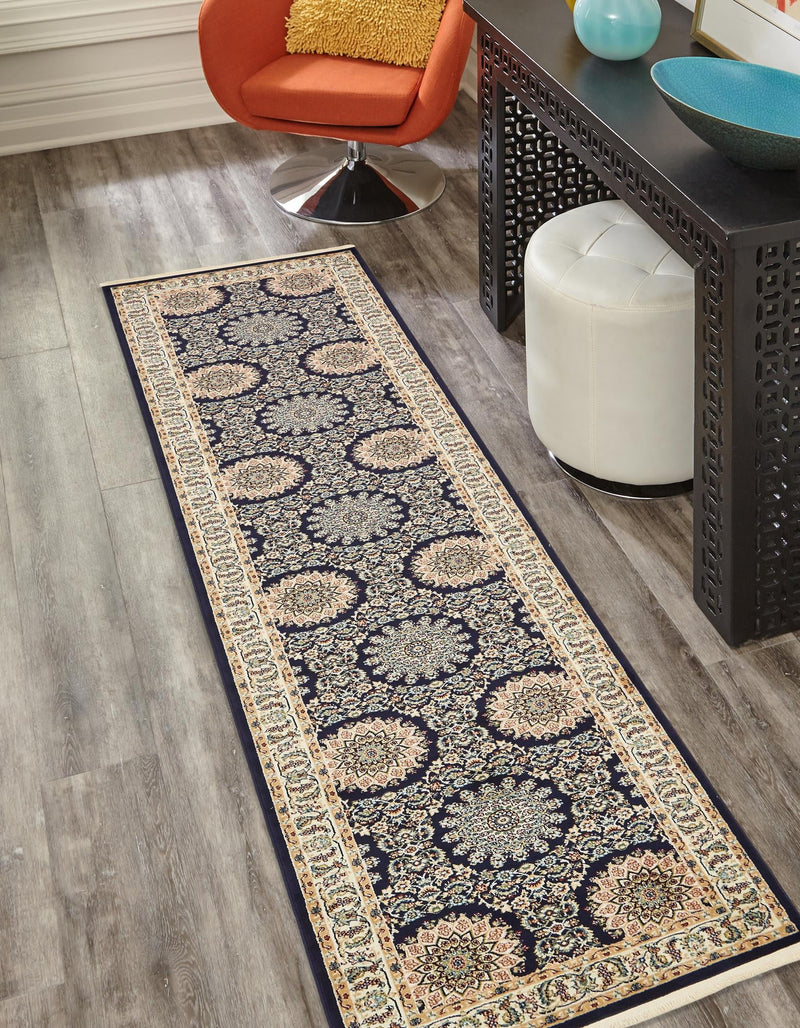 Persian Elegance Collection Area Rug -  Mashhad Runner Navy Blue  lifestyle 35