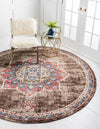 Eden Oasis Collection Area Rug -  Tranquility (Chocolate Brown) Round Chocolate Brown  lifestyle 19