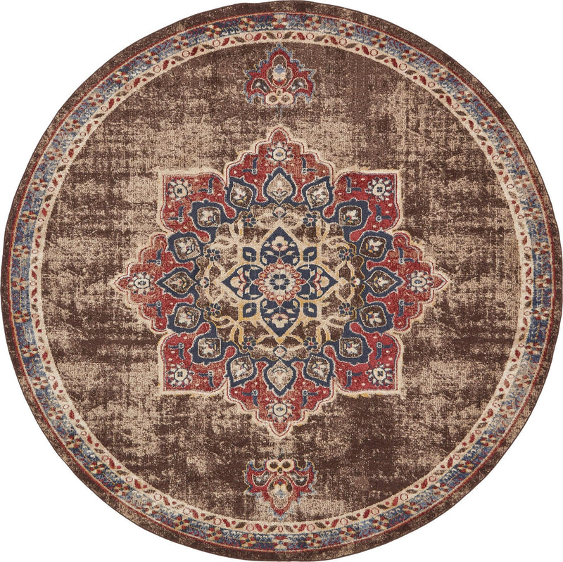 Eden Oasis Collection Area Rug -  Tranquility (Chocolate Brown) Round Chocolate Brown  lifestyle 16