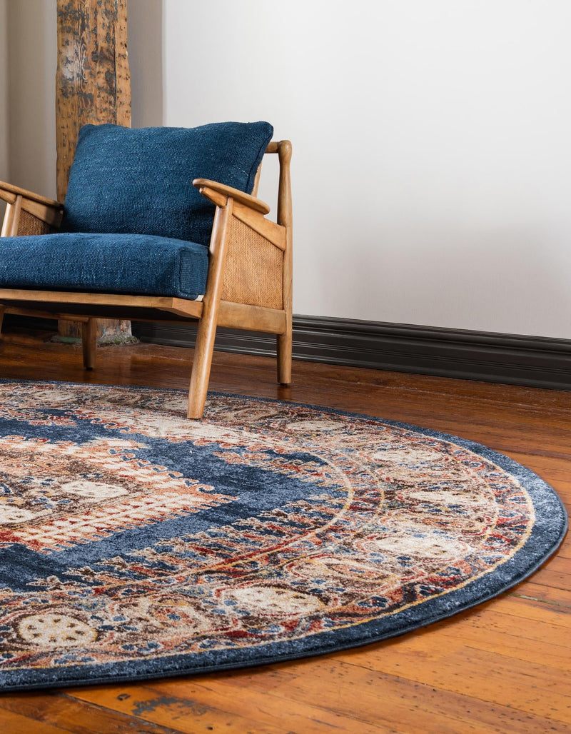 Eden Oasis Collection Area Rug -  Refuge (Blue) Round Blue  lifestyle 28