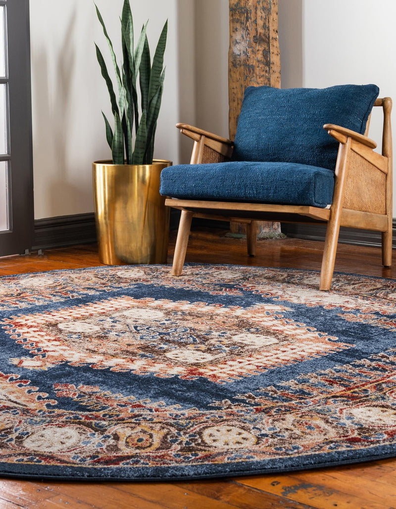 Eden Oasis Collection Area Rug -  Refuge (Blue) Round Blue  lifestyle 35