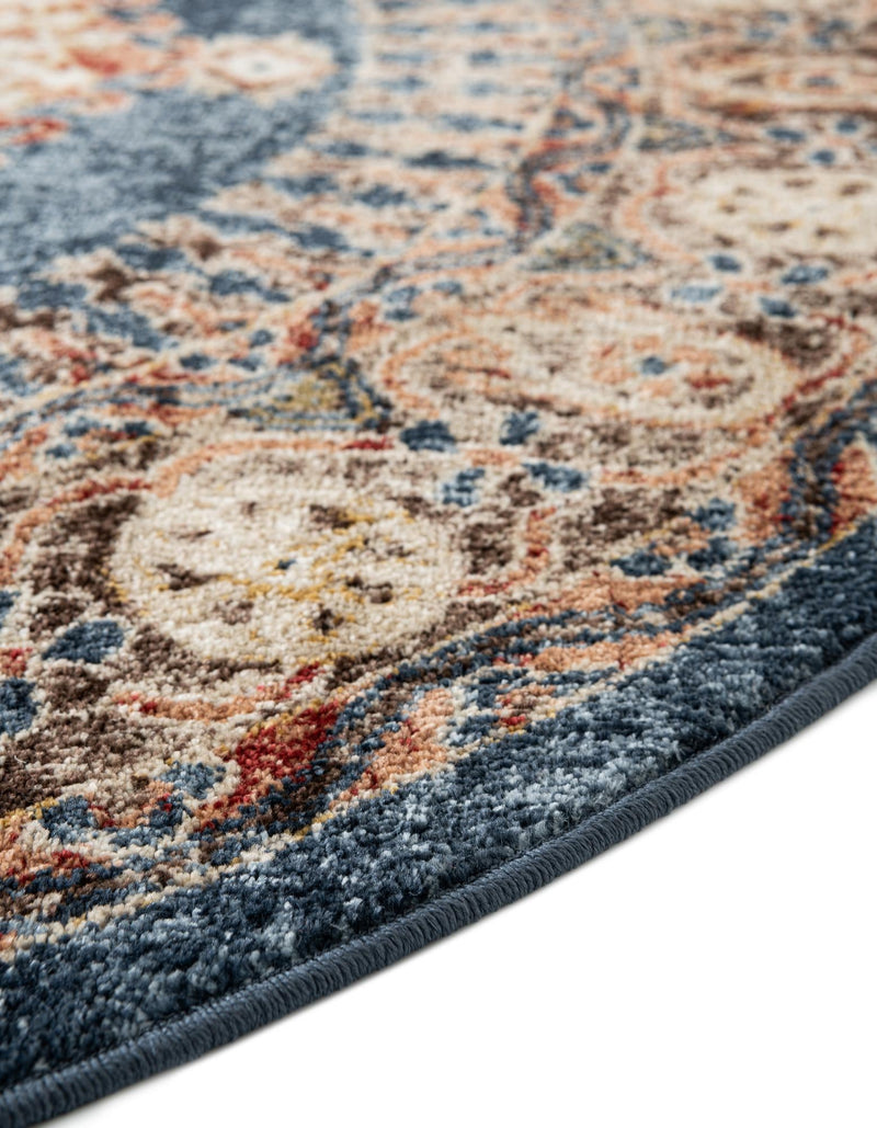 Eden Oasis Collection Area Rug -  Refuge (Blue) Round Blue  lifestyle 41