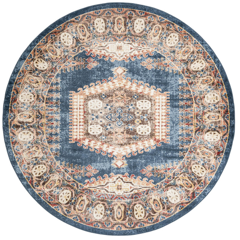 Eden Oasis Collection Area Rug -  Refuge (Blue) Round Blue  lifestyle 18