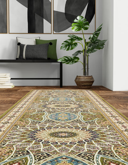 Persian Elegance Collection Area Rug -  Hamedan (Green)