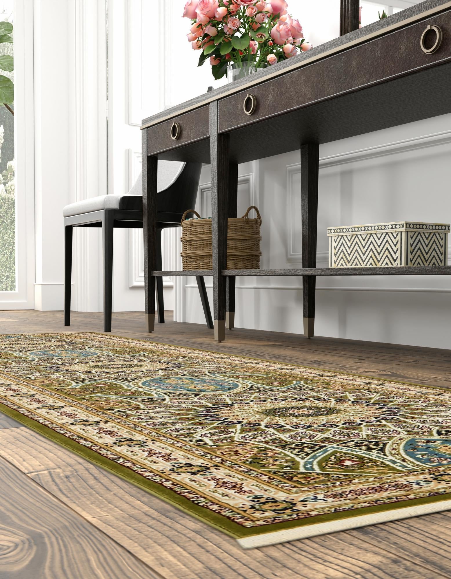 Persian Elegance Collection Area Rug -  Hamedan (Green)