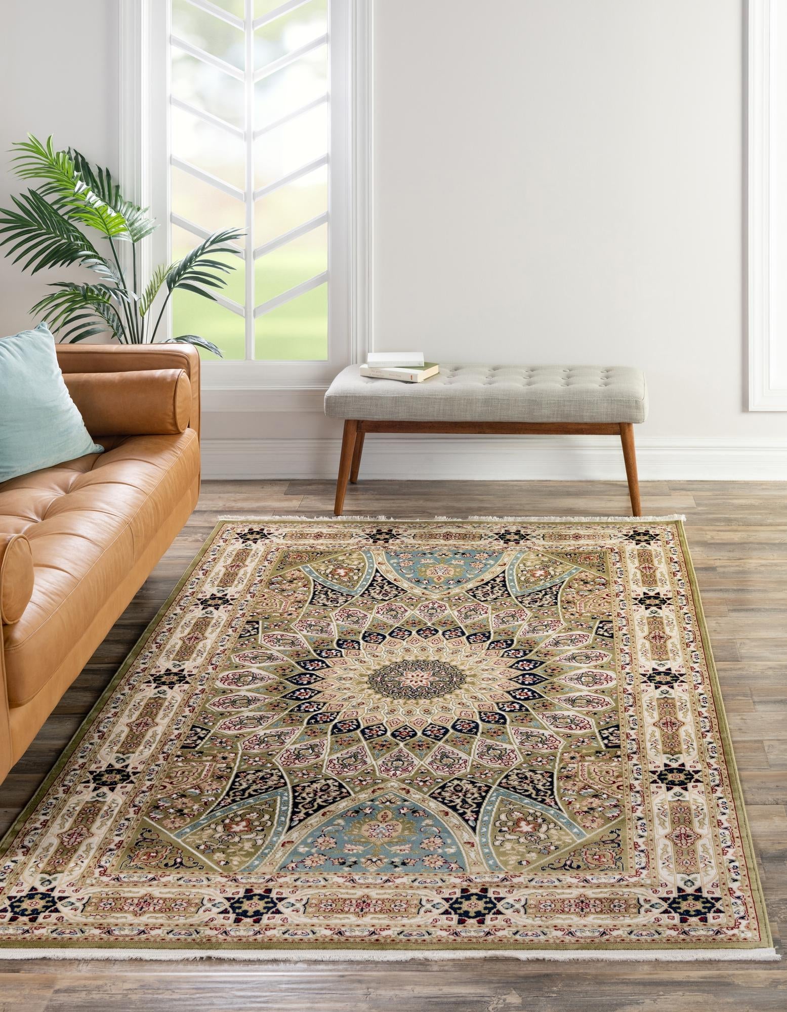 Persian Elegance Collection Area Rug -  Hamedan (Green)