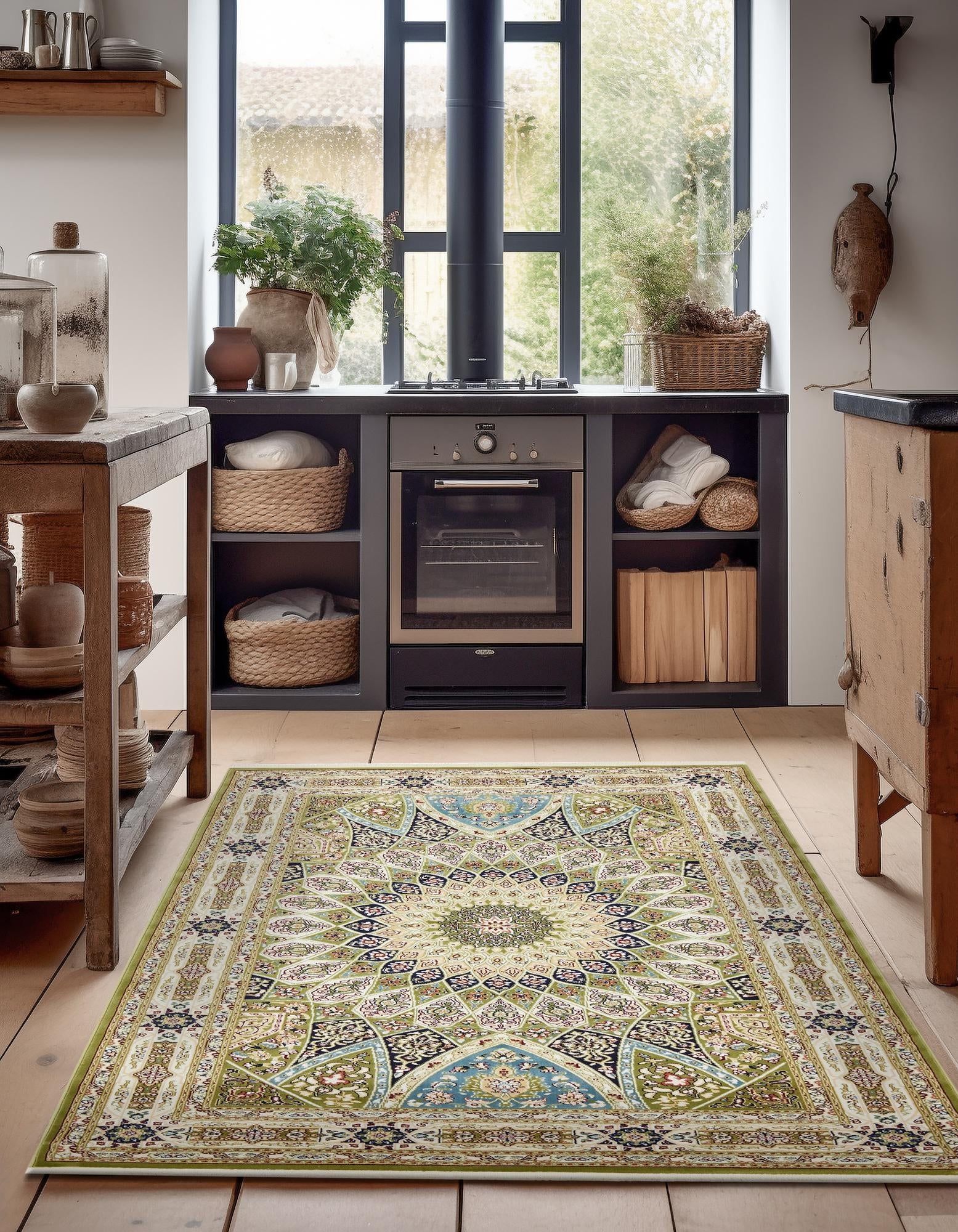 Persian Elegance Collection Area Rug -  Hamedan (Green)