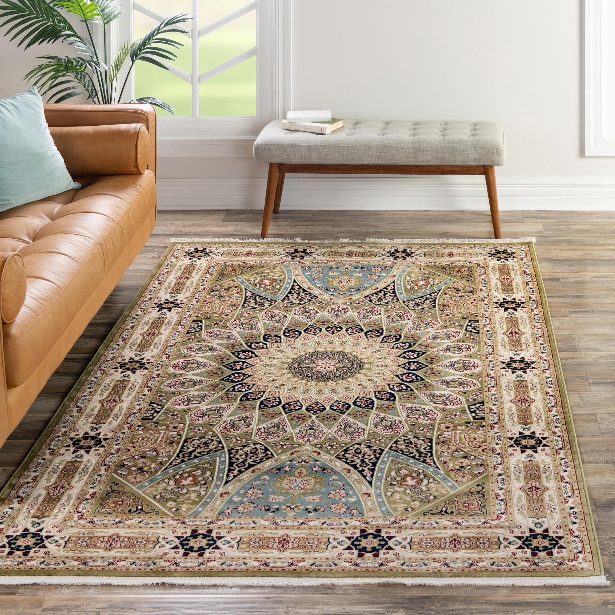 Persian Elegance Collection Area Rug -  Hamedan (Green)