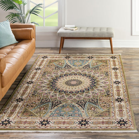 Persian Elegance Collection Area Rug -  Hamedan (Green)