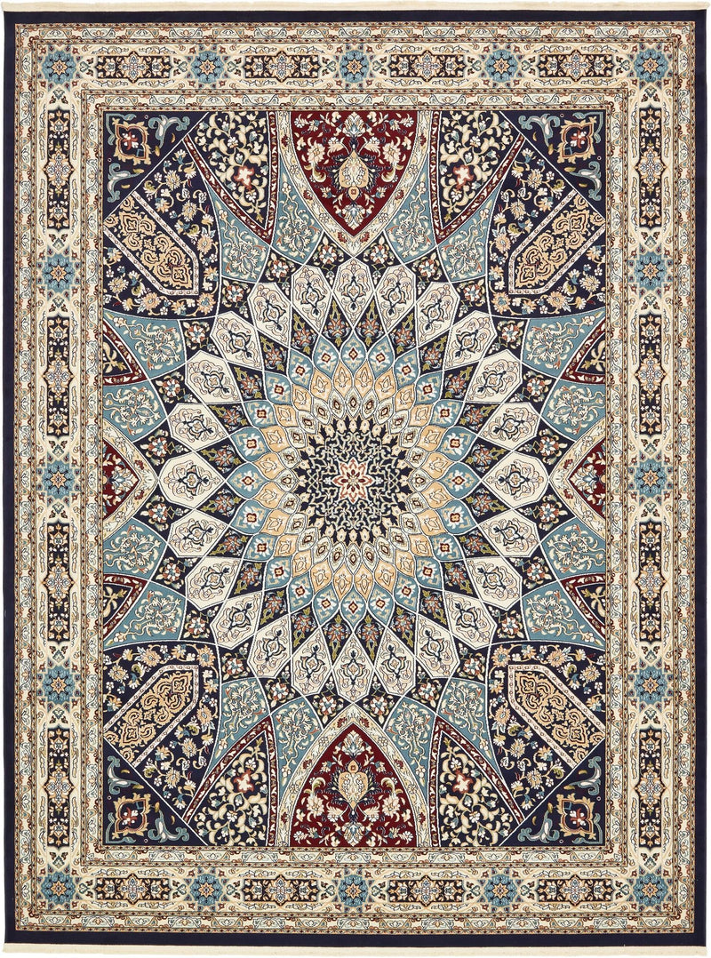 Persian Elegance Collection Area Rug -  Hamedan (Navy Blue) Rectangle Navy Blue Main