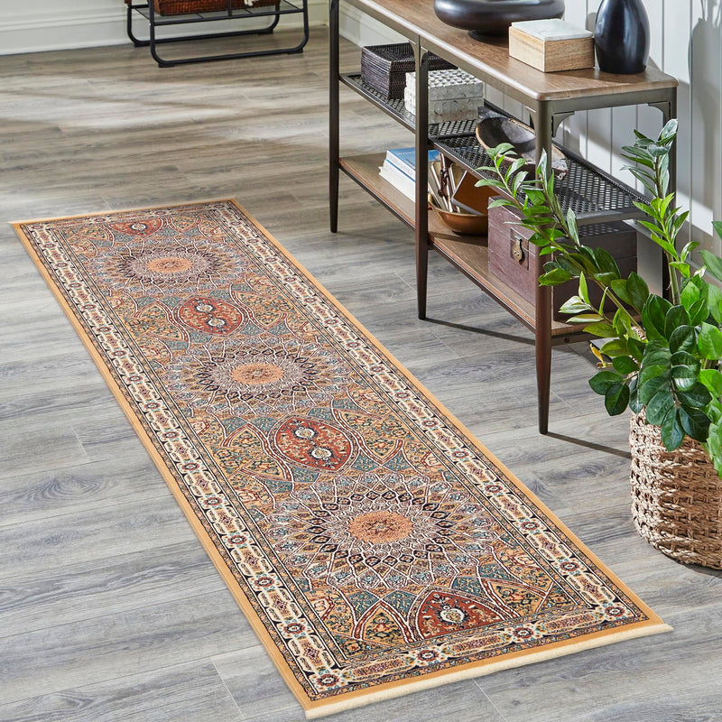 Persian Elegance Collection Area Rug -  Hamedan (Beige) Runner Beige  lifestyle 4