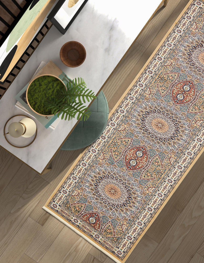 Persian Elegance Collection Area Rug -  Hamedan (Beige) Runner Beige  lifestyle 11