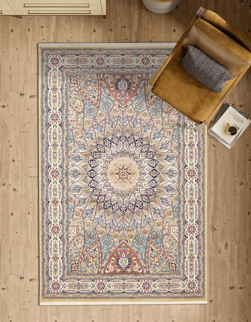 Persian Elegance Collection Area Rug -  Hamedan (Beige) Rectangle Beige  lifestyle 12