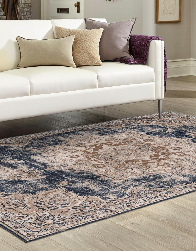 Coastal Manor Collection Area Rug -  Pelican Rectangle Dark Blue  lifestyle 3