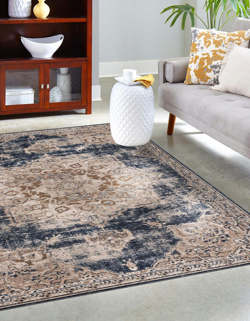 Coastal Manor Collection Area Rug -  Pelican Rectangle Dark Blue  lifestyle 15