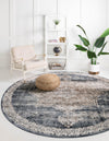 Coastal Manor Collection Area Rug -  Pelican Round Dark Blue  lifestyle 29