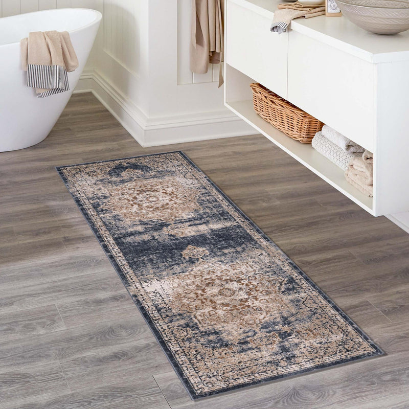 Coastal Manor Collection Area Rug -  Pelican Runner Dark Blue  lifestyle 132