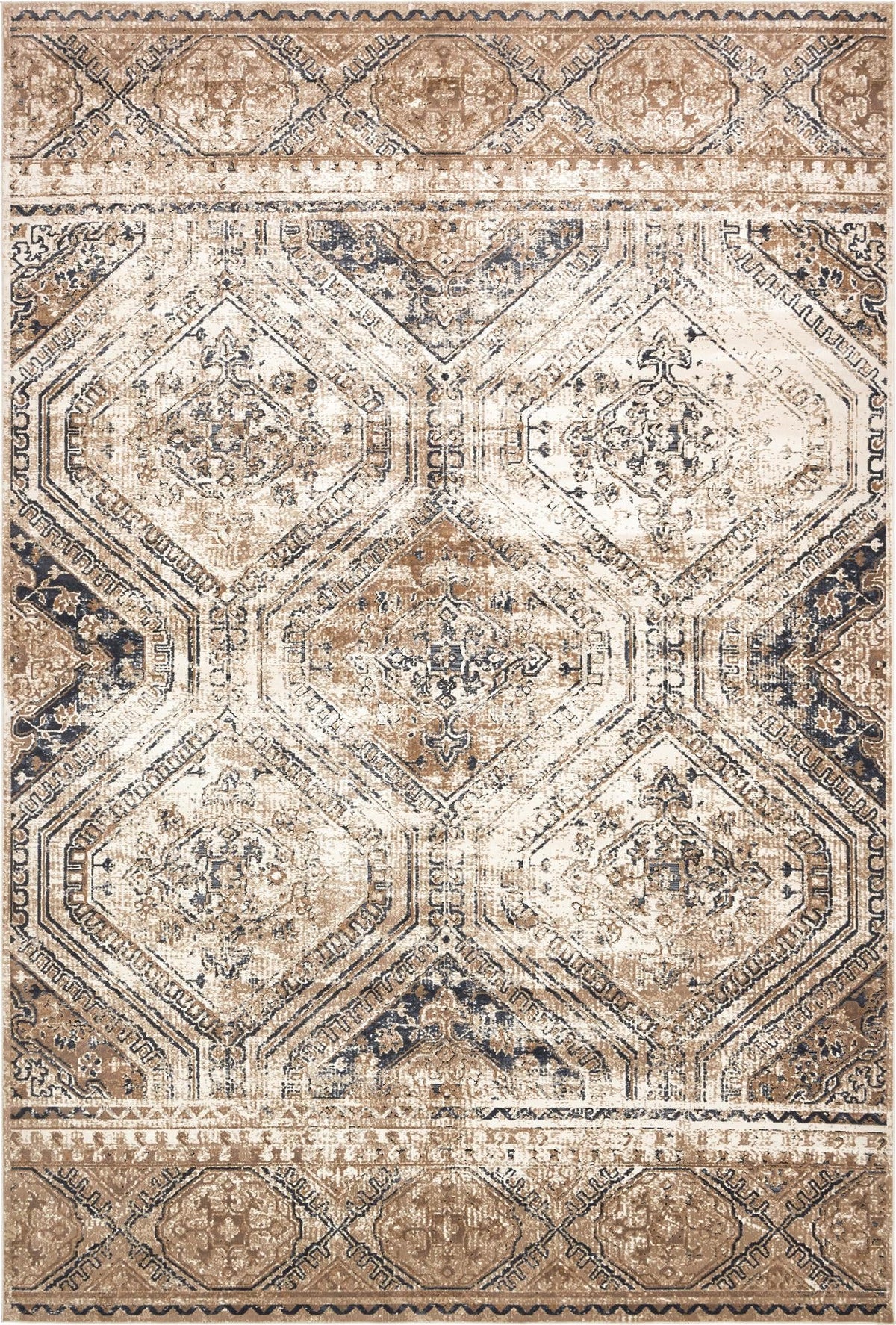 Coastal Manor Collection Area Rug -  Oceanfront Rectangle Blue Beige Main