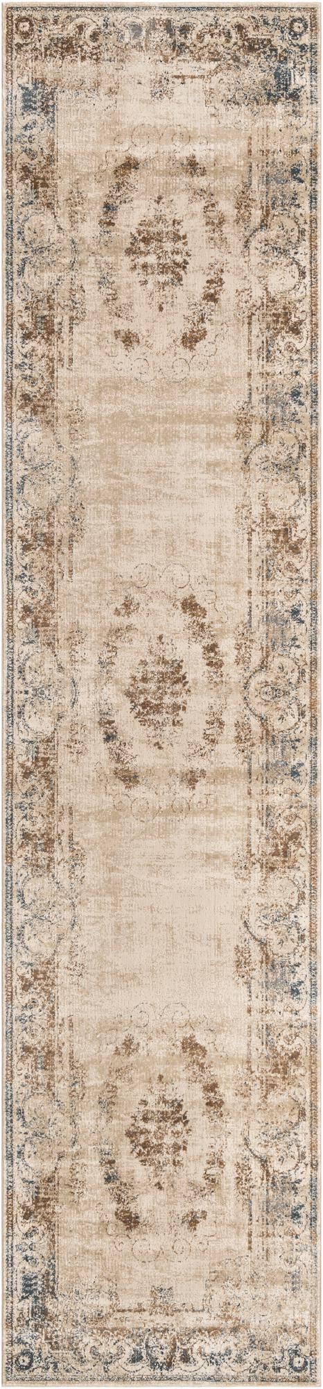 Coastal Manor Collection Area Rug -  Pierpoint Runner Blue Cream  lifestyle 14