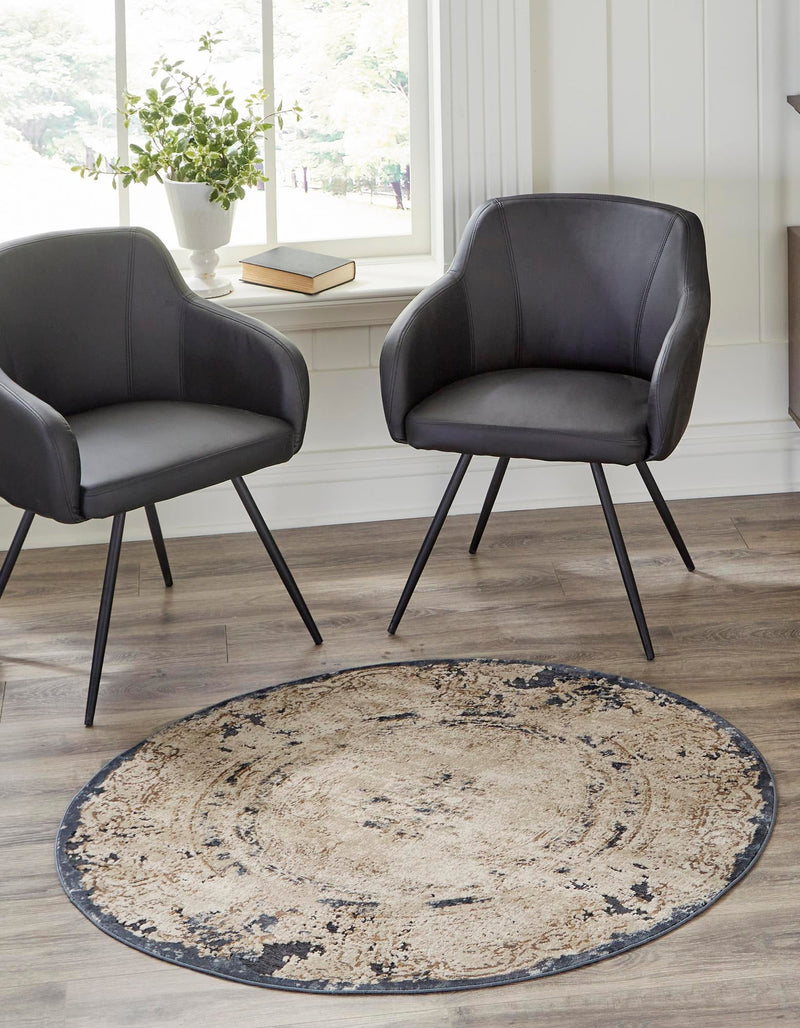 Coastal Manor Collection Area Rug -  Tidewater Round Cream  lifestyle 24