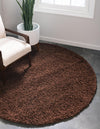 Plush Oasis Collection Area Rug - Serenity (Chocolate Brown) Round Chocolate Brown  lifestyle 7