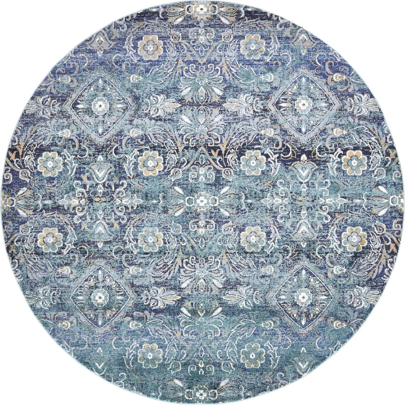 Charleston Elegance Collection Area Rug -  Magnolia Round Teal  lifestyle 13