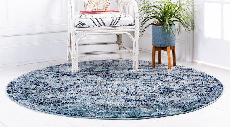 Charleston Elegance Collection Area Rug -  Magnolia Round Teal  lifestyle 19