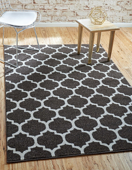 Lattice Gardens Collection Area Rug -  Bloomfield (Chocolate Brown)