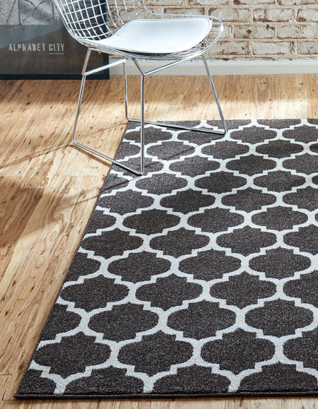 Lattice Gardens Collection Area Rug -  Bloomfield (Chocolate Brown)